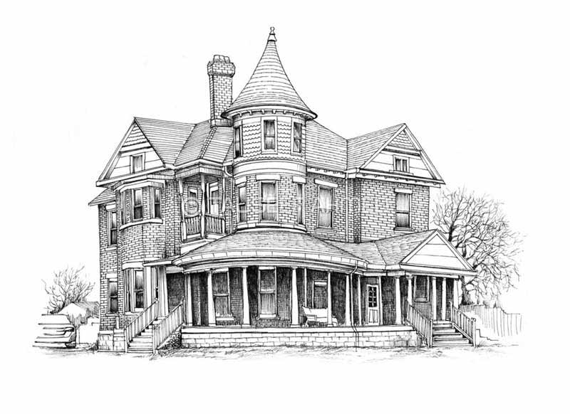 pen and ink victorian house