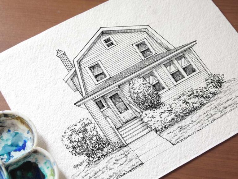 pen and ink building illustration