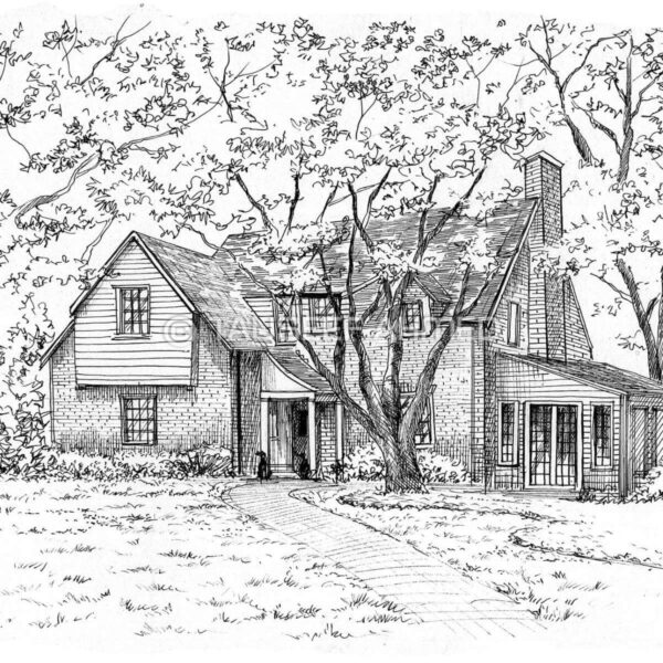 Custom Pen & Ink House Portrait and Building Illustrations