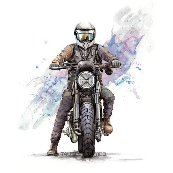 Custom Motorcycle Portrait, Motorcycle Art and Illustration in Watercolor